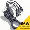 ESSAGER Swift Series 66W Fast Charging Cable: 3-in-1 for Apple, Type-C, and Android Devices.