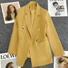 Milky White Green-Botton Suit Jacket - Korean Edition, 2024 Spring/Autumn, Women's Casual High-End Blazer