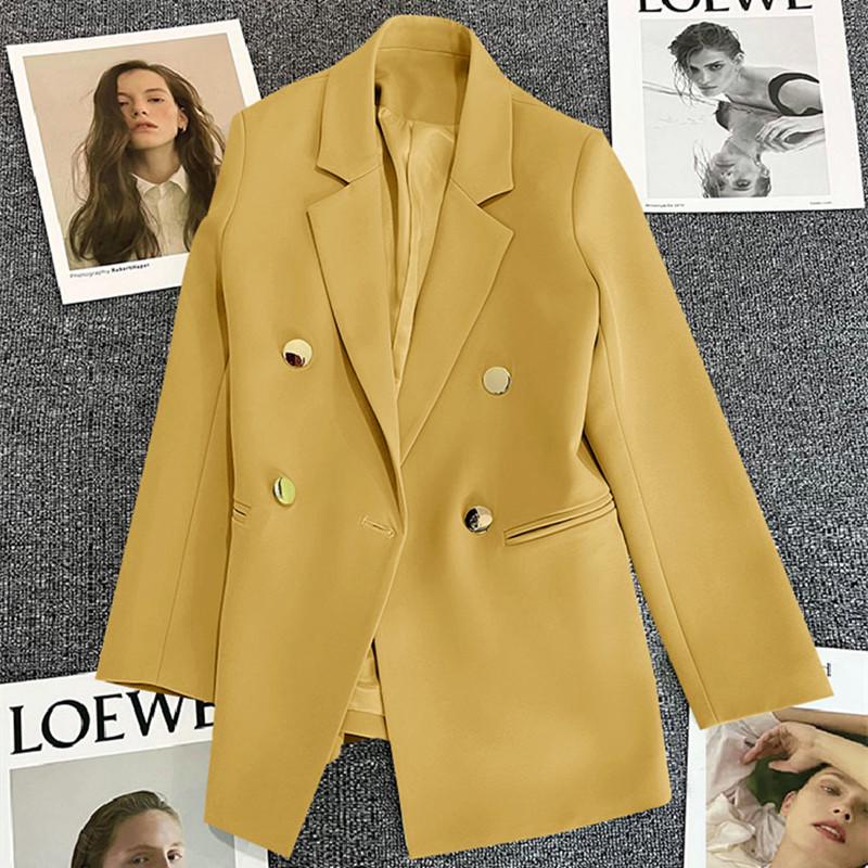 Milky White Green-Botton Suit Jacket - Korean Edition, 2024 Spring/Autumn, Women's Casual High-End Blazer