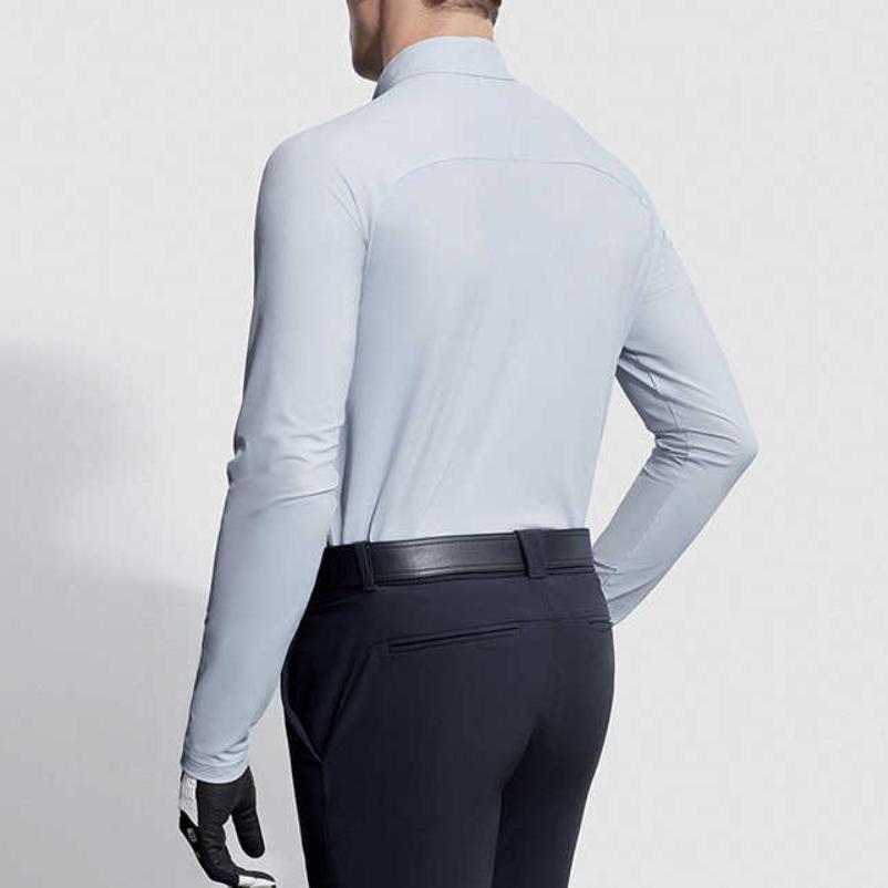 Fila Однотонная футболка-поло с воротником для гольфа Elite с длинным рукавом, мужской топ, средне-серый A11M345210F-GY