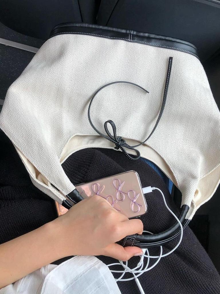 Корейский шик холщовая сумка-тоут: 2025 Новая модная универсальная женская сумка через плечо