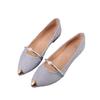 New Flat Bottom Pointed Head Shallow Mouth Single Shoes Women's Fashion Metal Head Bright Leather Princess Shoes