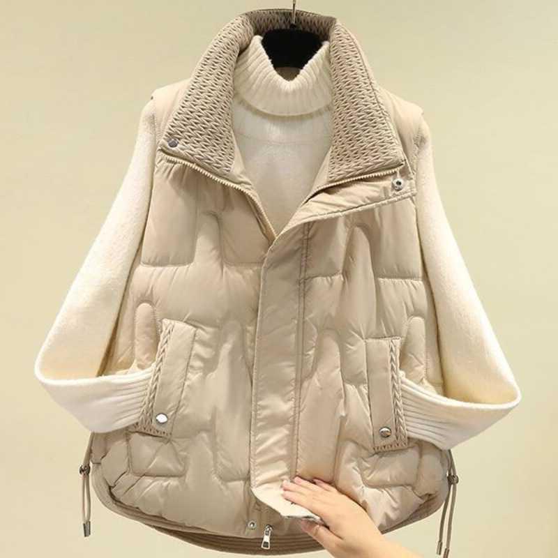 2024 новый пуховый жилет короткий белый утиный пуховик с воротником-стойкой маленький жилет модный жилет трендовый