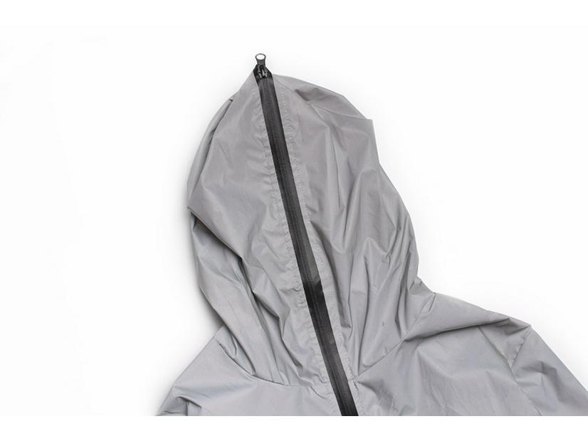 Men's Reflective Silver Grey Hooded Jacket - Trendy Spring/Autumn Streetwear for Outdoor Sports