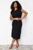Women's Style Plus Size Dress Black Midi Knitted Dress