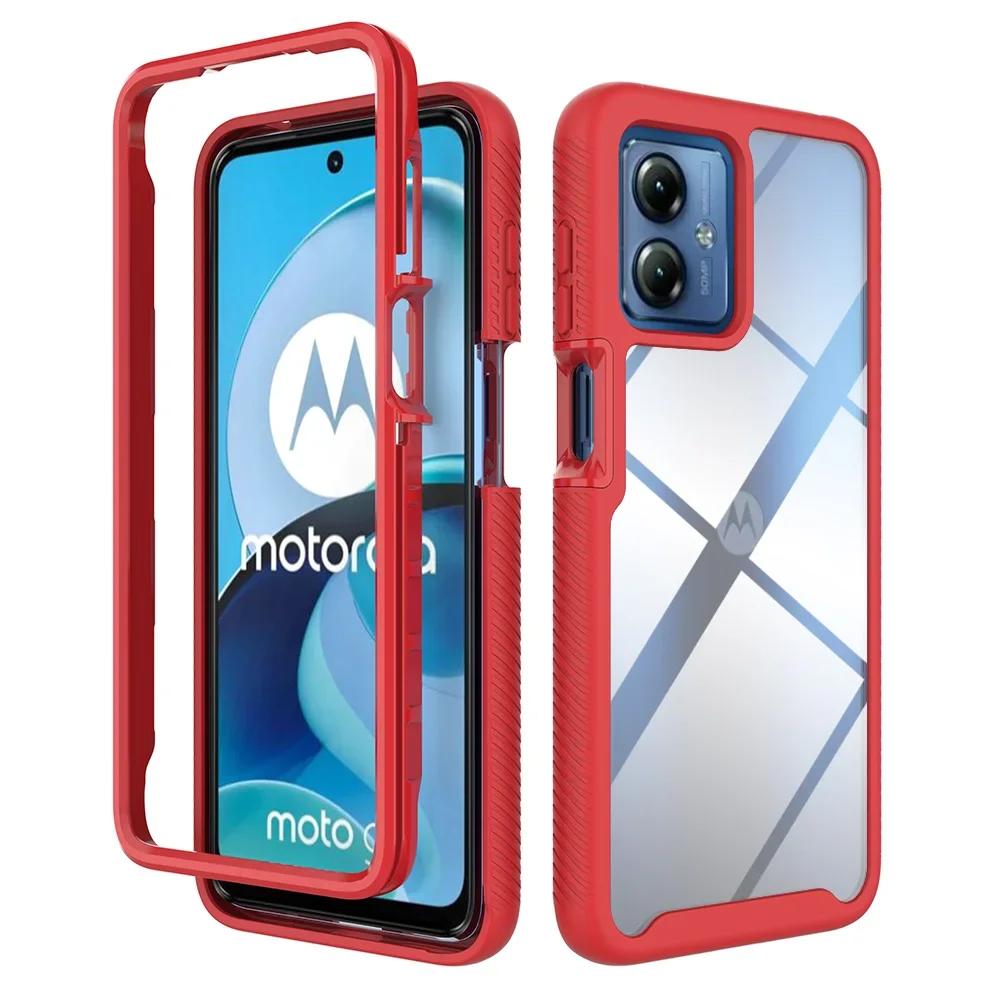 Нескользящий прозрачный противоударный чехол-броня для Motorola Moto G14 G54 G84 6,5 дюйма, ТПУ бампер, задняя крышка из твердого пластика