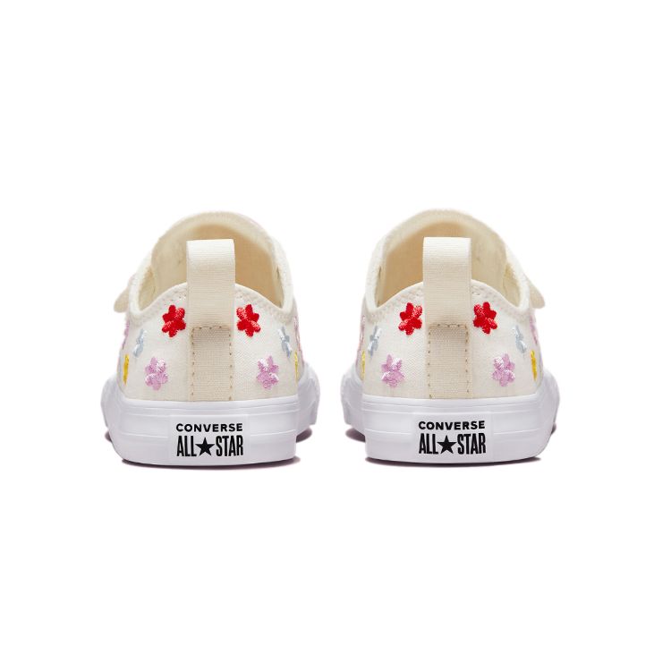 Converse Детские кроссовки Chuck Taylor All Star Easy-On Low TD с цветочной вышивкой, белые винтажно-белые A02213C