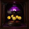 Creepy Halloween Table Light Ghost Carousel Light, Night Gothic Stained Glass Shade Witchy Room Decor with Floating Ghosts/Pumpkins, Spooky