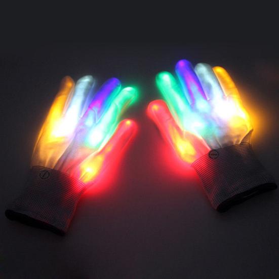 1Pair LED Light Up Hand Finger Gloves Halloween Christmas Costume Dance Decor