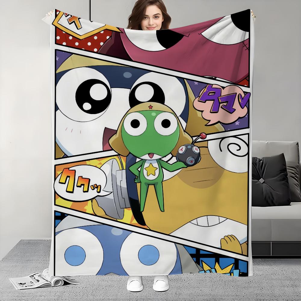 Funny Cartoon Keroro Gunsou Frog Blanket Design Lightweight For Dorms, Naps, Living Room, Office,Sofa,All-Season