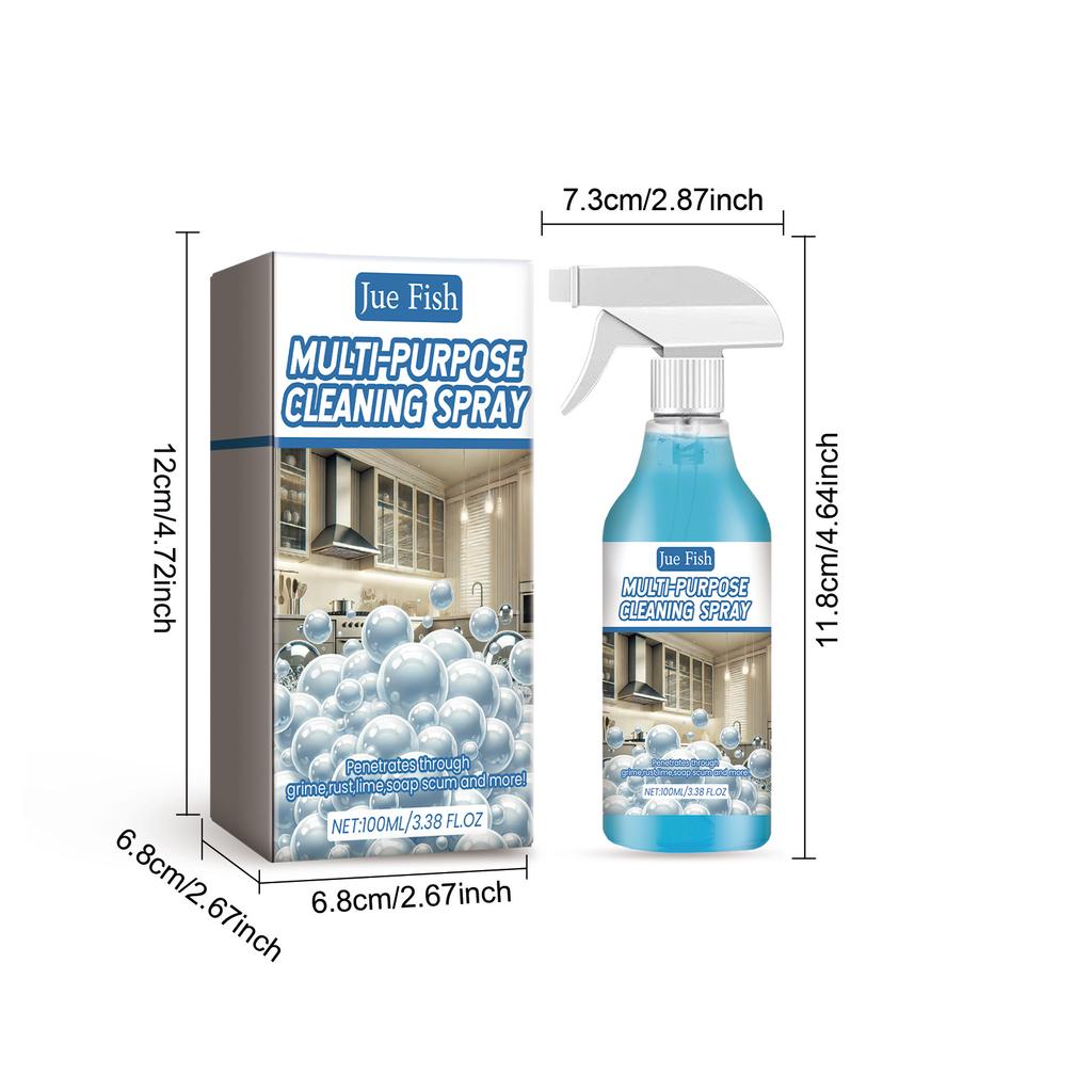Jue-Fish Bathroom Cleaning Spray Powerful Rinse-Free Bubble Cleaner Degreasing Cleaning Spray Stain Removal Foam Cleaner for Kitchen