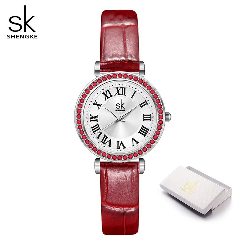 Shengke лучший бренд класса люкс женские часы из нержавеющей стали водонепроницаемые часы женские часы часы с бриллиантами 