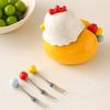 Rustproof Dessert Salad Fork Creative Cute Toothpick with Holder  Household