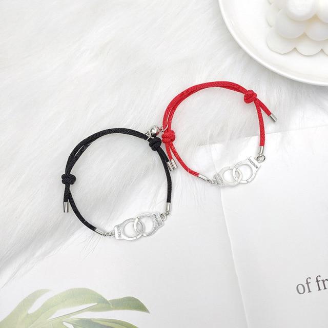 2шт Магнитный Парный Браслет Наручники Braclet Регулируемый Соответствующий Браслет Влюбленных Подарок На День Святого Валентина Пара Brazalete