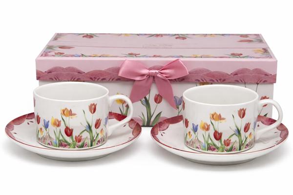 Set of Two Cups with Saucers 180 Tulips Gift