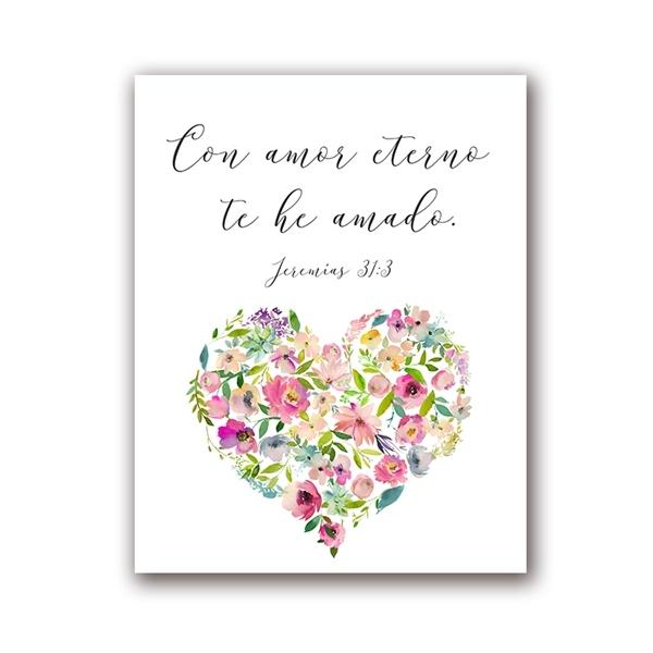 Spanish Bible Verse Love Quote Print Flower Art Canvas Painting Picture Scripture Poster Nursery Baby Room Home Wall Decor No Frame