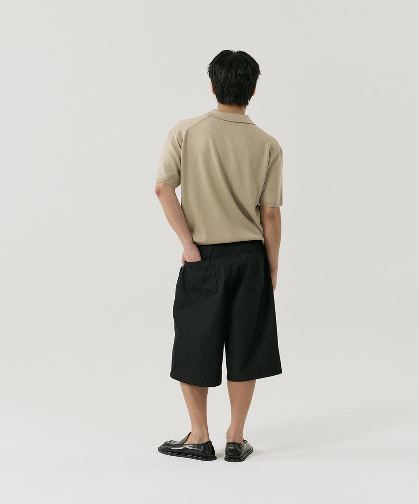 GNOK Silk Collared Short Sleeve Knit [Beige]