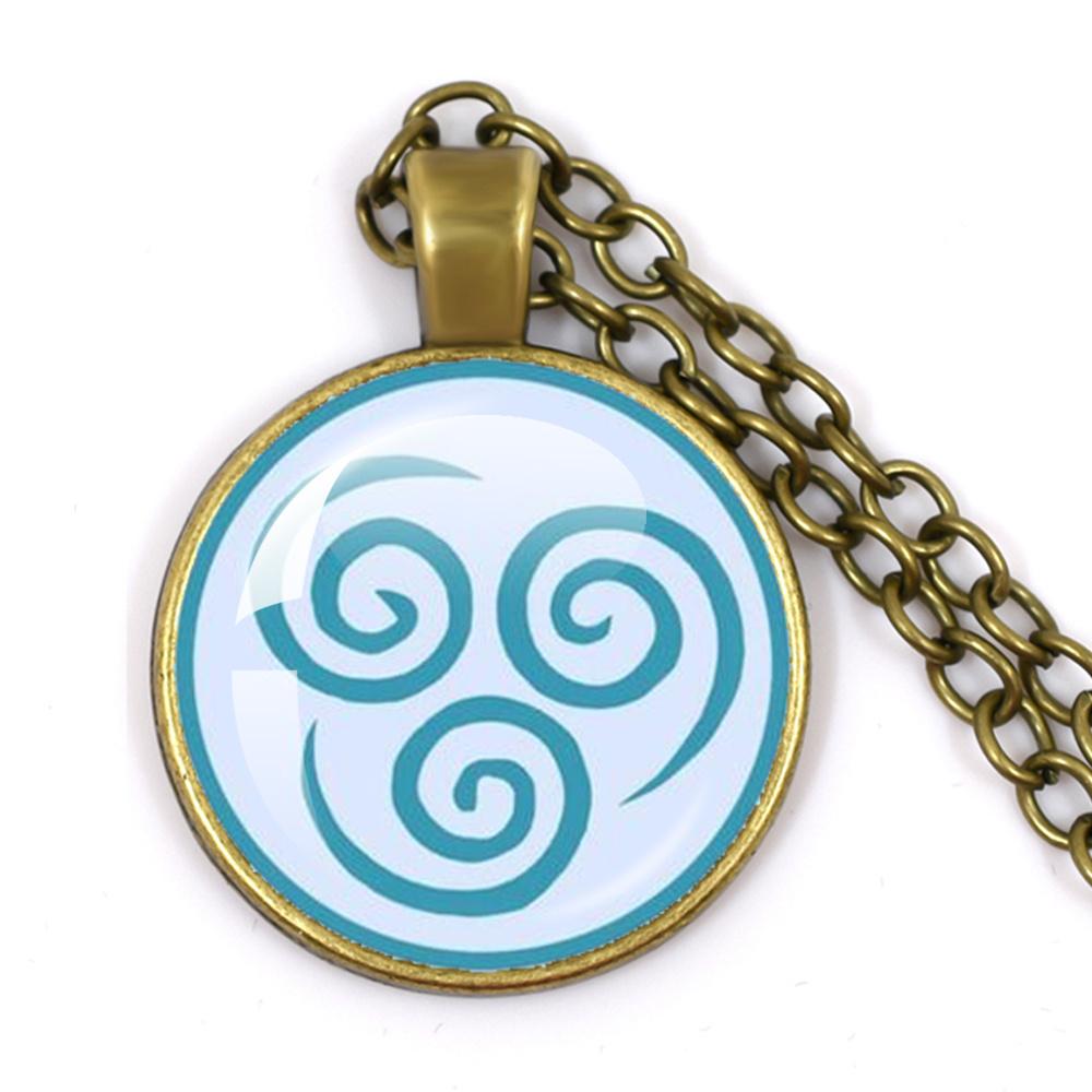 Anime The Last Airbender Fire And Water Tribe Elements Of Water Earth Fire And Air Dome Glass Cabochon Necklace Gift