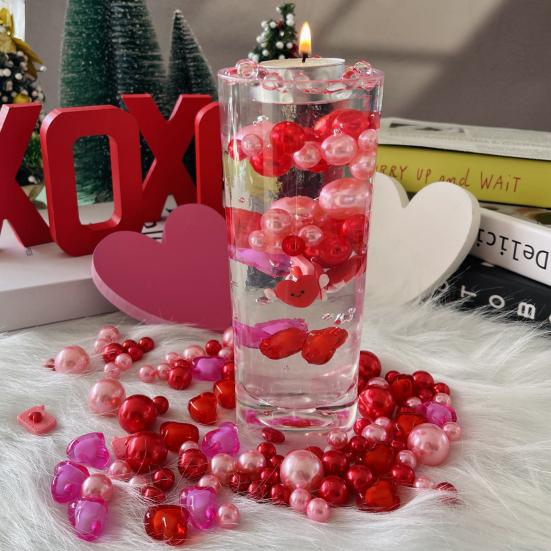 Наполнитель для вазы на день святого Валентина, яркие цвета, многоразовые плавающие бусины, наполнители для ваз в форме сердца, аксессуары для вечеринок, секс-одежда для взрослых