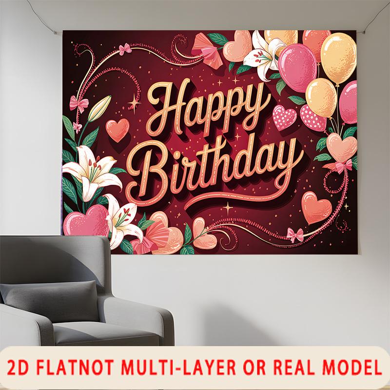 Party Backdrop Happy Birthday Birthday Pink Photo Booth Background Front Door Decor