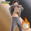 Men's Plus Velvet Thick Winter Thermals Clothes T-Shirts + Pants 2Pic Set Suits For Men Tops Blouse Turtleneck Sweater