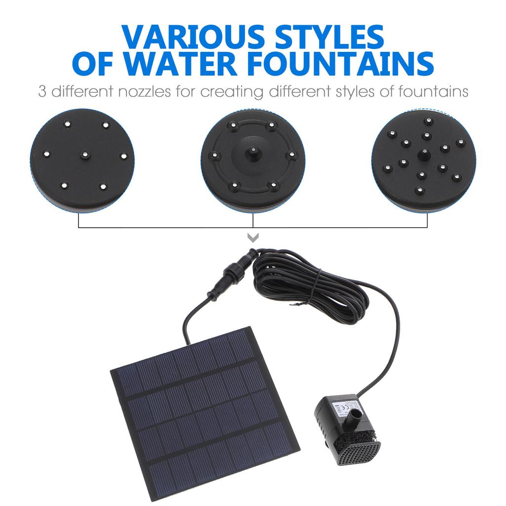7V 12W Solar Panel Water Pump Black Solar Power Submersible Pump Hard Plastic for Fountain Aquarium Garden Pond