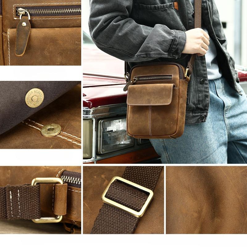 Сумка через плечо из натуральной кожи Premium Sense Crazy Horse Leather Vintage мужская сумка для активного отдыха на открытом воздухе Универсальная сумка через плечо большой вместимости