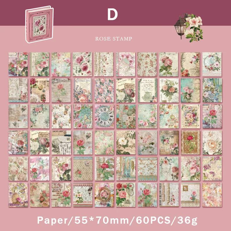 Journamm 60pcs/pack Decor Scrapbook Paper Book Flower Plant Vintage Collage Junk Journal DIY Background Craft Materials Paper