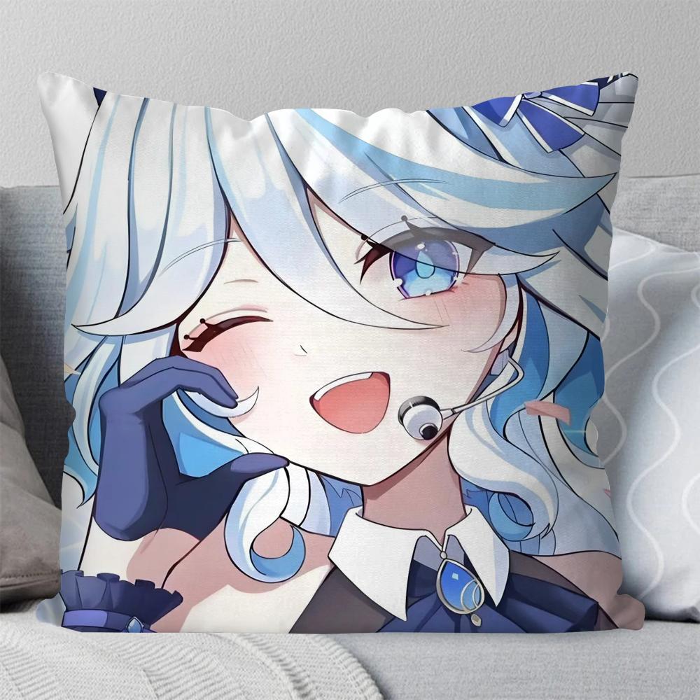 Фуррина Анимация Игра G-Genshin I-Impact Наволочка Квадратная Подушка Спальня Диван Досуг Комфорт Гостиная Домашнее Украшение 40X40