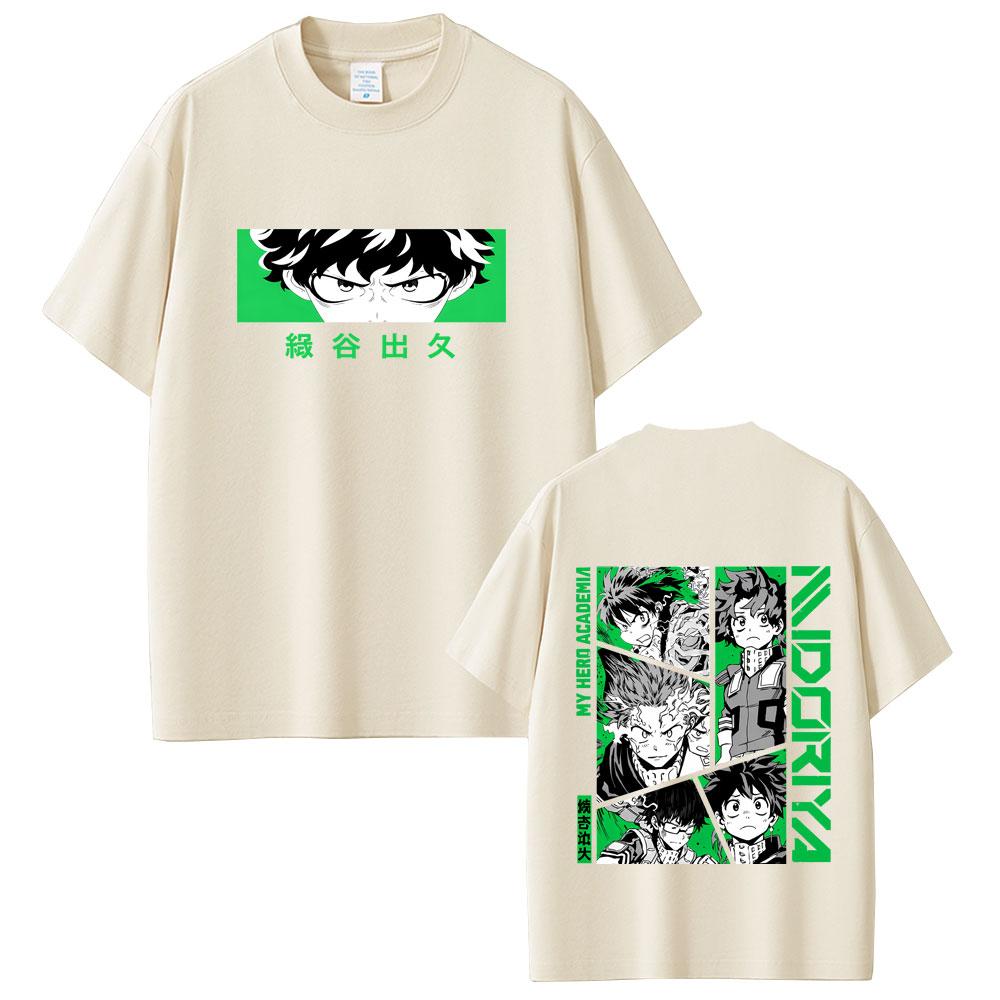 Anime My Hero Academia Midoriya Izuku Eyes Graphic Tshirts Unisex Women Casual High Quality Cotton Y2K Tees Male Unisexga Streetwear
