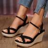 Black Beige Wedge Sandals for Women's New Platform Fish Mouth Cross Strap Fashion Shoes Female Summer Buckle Strap Sandal
