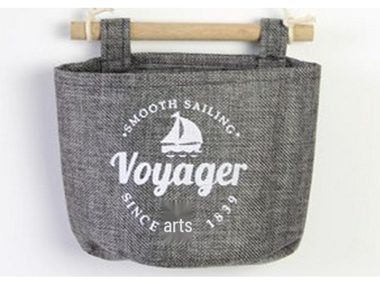 Gray Burlap Wall Hanging Storage Pocket Set - 4 Pieces for Miscellaneous Items (0468)