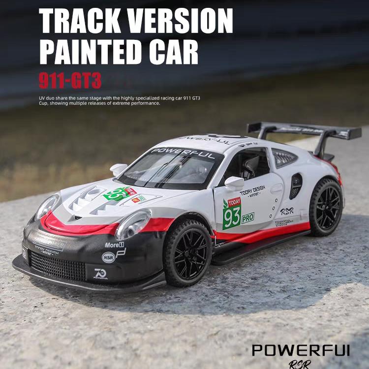 Porsche 911 GT3 RSR Match Version Моделирование Литые игрушечные машинки Звуки и свет Инерционный автомобиль 1:32 Сплавная Модель Суперкара
