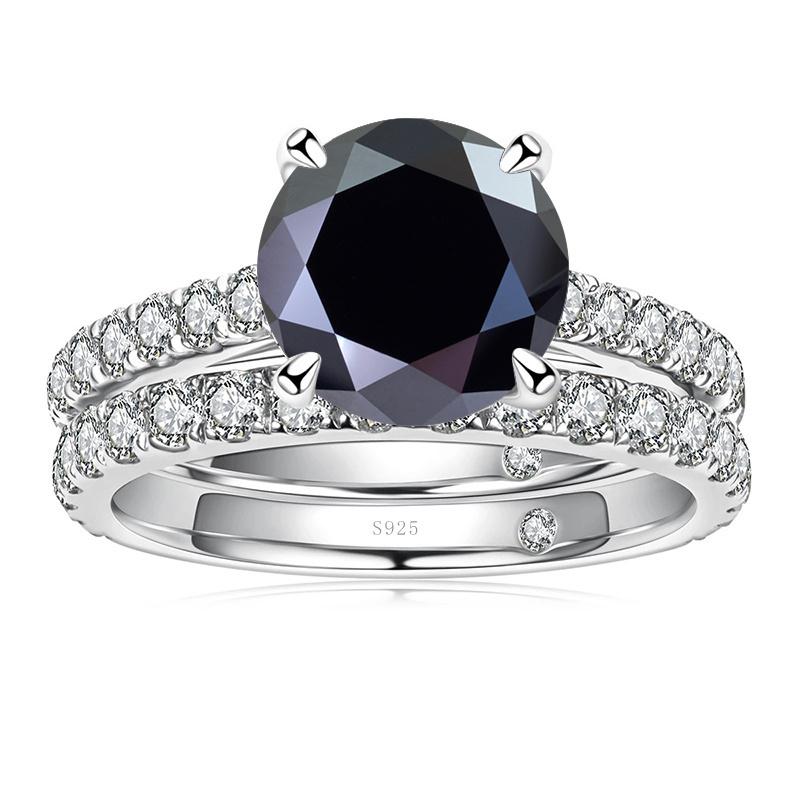 Bague Ringen Роскошное кольцо с муассанитом цвета D 3,0 карата, женские ювелирные изделия из стерлингового серебра 925 пробы с четырьмя когтями, свадебные комплекты для свадьбы