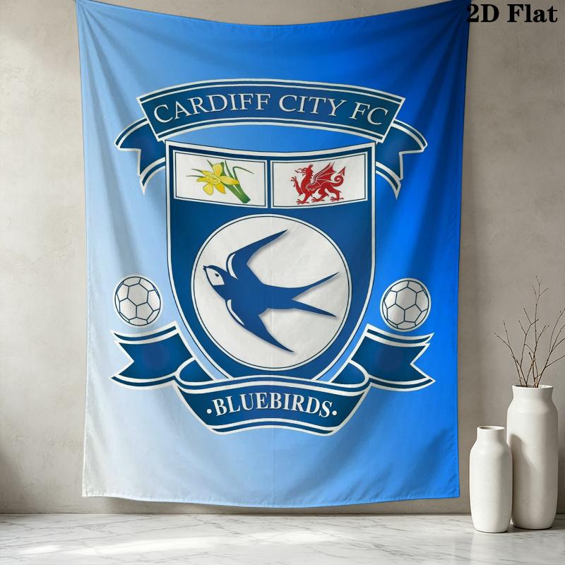 Cardiff City FC Wall Tapestry Aesthetic Wall Hanging Printed Fabric Blanket Decorative Tapestries for Bedroom Living Room Home Decor