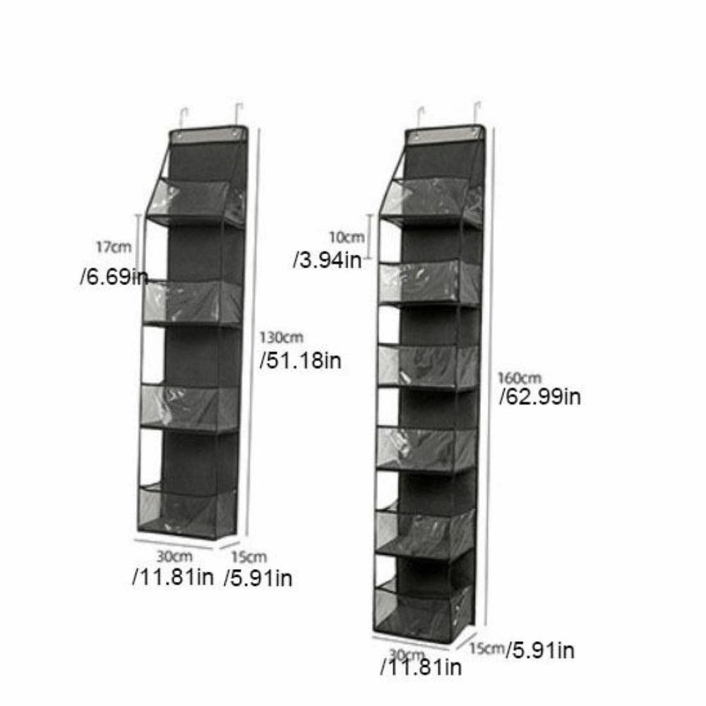 Solid Color Storage Hanging Bag Six Compartments Bag Organizer Toy Snack Storage Bag  Closet