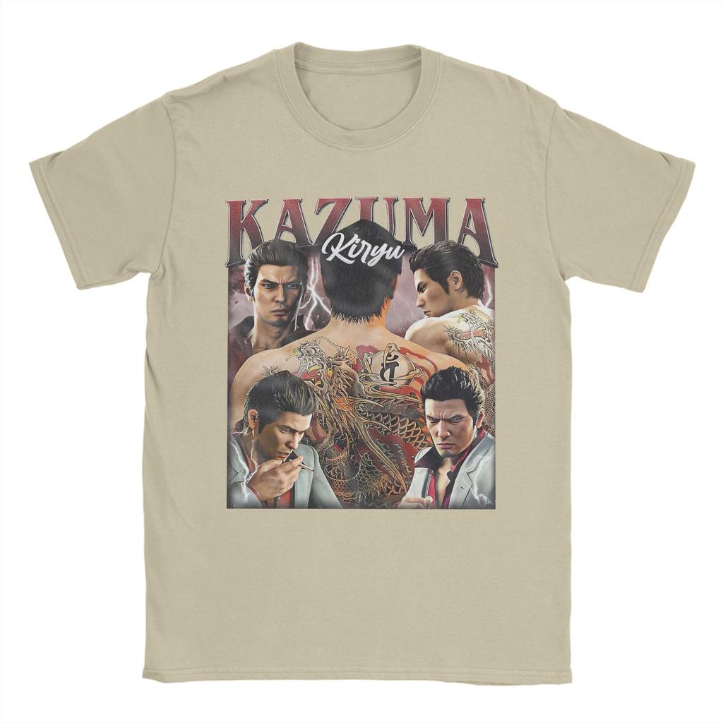 Повседневная YAKUZA Kazuma Kiryu Винтажная футболка в стиле бутлег Мужская футболка из чистого хлопка Футболка с коротким рукавом Идея для подарка Топы