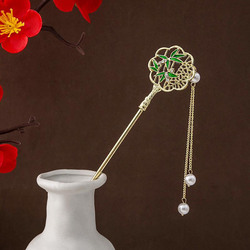 Национальный стиль Жемчужный цветок Кисточка Кисточка Кисточка Подвеска Аксессуар для ханьфу Заколка для волос Женская Новая китайская Древний стиль Заколка для волос с колокольчиком и орхидеей