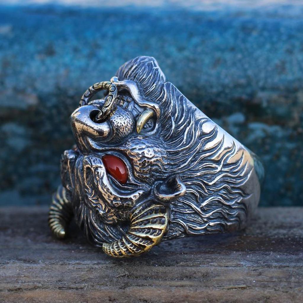 Кольцо ручной работы с головой быка для мужчин, персонализированное и мощное ретро-кольцо «Бык Тай», кольцо с открытым ртом, подарок