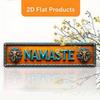 2D Flat Namaste Lotus Wall Decor, Orange Turquoise Metal Plaque Elephant Design, Yoga Studio Home Office Cafe Art, Pre-Drilled Lightweight Aluminum