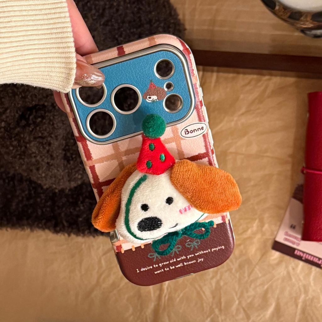Plush Animal Doll Compatible with 17 Pro Max Phone Case Apple iPhone 16 3D 17 Leather 13 Soft Case 15
