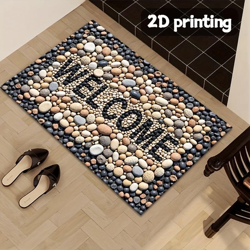 3D Pebble Welcome Mat, Non-slip  Washable Entrance Rug, Floor Carpet for Kitchen, Bathroom and Home Decoration