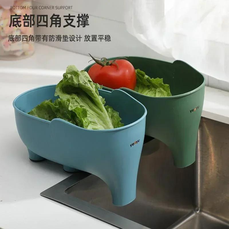 Elephant Drain Baskets Multi-purpose Kitchen Storage Drains Basket Household Fruit and Vegetable Basket Plastic DrainBaskets