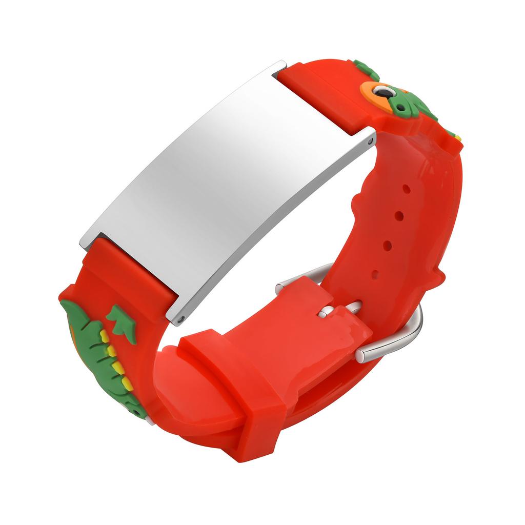 Vnox Бесплатная гравировка Медицинские браслеты для мальчиков и девочек, Регулируемый цветной мультяшный бабочка машина силиконовый браслет, Браслет для экстренных случаев