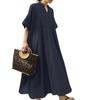 KumiModa Платье с коротким рукавом, свободного кроя, длинное, большого размера, однотонное, идеально для и идеально для выхода в свет или поездок на работу, женское, с V-образным вырезом, размеры, подчеркивающее фигуру, стройнящее,