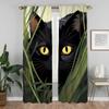 Black Cat Modern Living Room Curtains 2 Pieces Halloween Decoration Window Curtain Shades Kitchen Curtains for Camera Partition