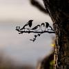 Four Birds On Branch Steel Silhouette Metal Wall Art for Home, Garden, Yard, and Patio. Perfect Outdoor Statue Stake Decoration