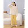 Winter Pajamas Homewear Suit Warm Suit Women's Autumn and Winter Shu Cotton Velvet Thickened Color Blocking Warm Homewear