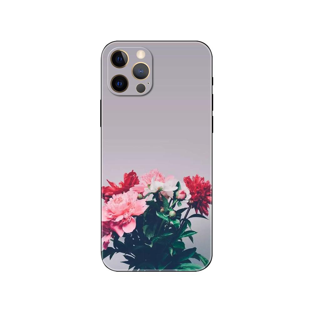 Чехол для телефона Pink Flower Peony для iPhone 5 5s 2020se 6 6s 7 8 plus x 10 XR XS 11 12 13 mini pro MAX черная задняя крышка из ТПУ