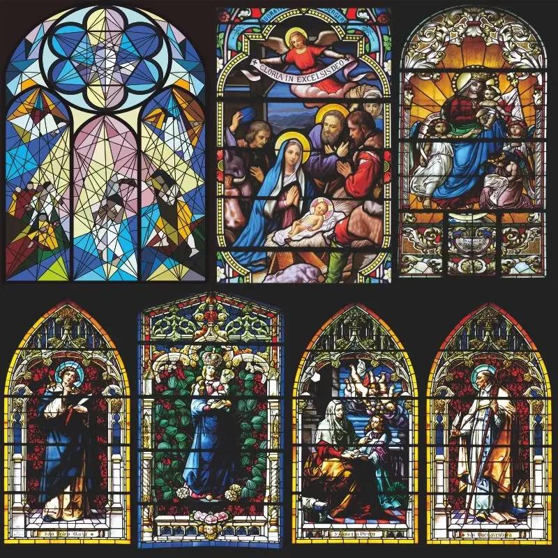 Customize Stained Glass Window Film Frosted Mosaic Grid Privacy Protection No Glue Decorative Bathroom Bedroom Kitchen Home Quality